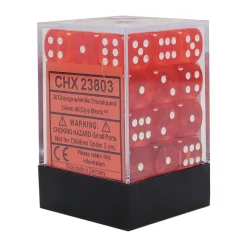 New 🧨 Chessex 6-Sided d6 Translucent Orange / White 12mm Dice Pack #23803 ✨