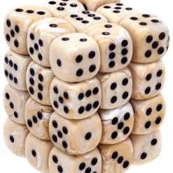 Hot Sale 🧨 Chessex 6-Sided d6 Ivory with Black Marble 12mm Dice Pack 🧨