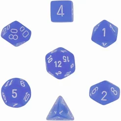 Hot Sale ✔️ Chessex Frosted Blue Dice with White Numbers Polyhedral 7-Die Dice Set ✔️