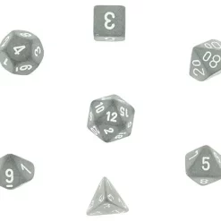 Outlet 🌟 Chessex Frosted Smoke Dice with White Numbers Polyhedral 7-Die Dice Set 💯