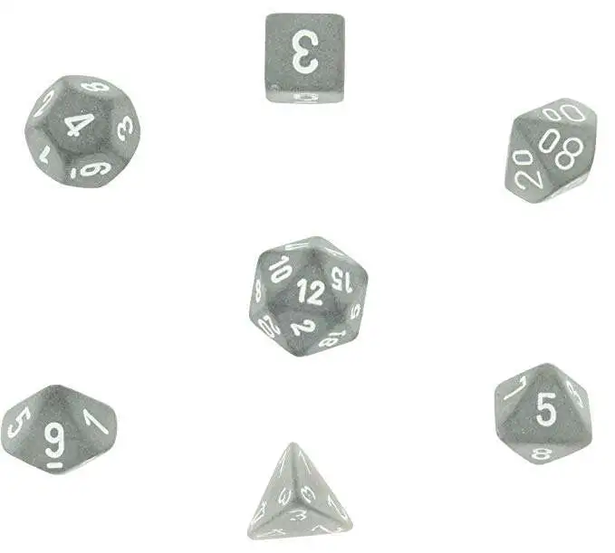 Outlet 🌟 Chessex Frosted Smoke Dice with White Numbers Polyhedral 7-Die Dice Set 💯