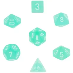 Coupon 🌟 Chessex Frosted Teal Dice with White Numbers Polyhedral 7-Die Dice Set 🤩