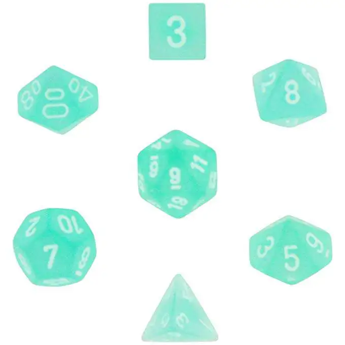 Coupon 🌟 Chessex Frosted Teal Dice with White Numbers Polyhedral 7-Die Dice Set 🤩