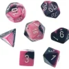 Promo 🌟 Chessex Gemini Pink & Black Dice with White Numbers Polyhedral 7-Die Dice Set 💯