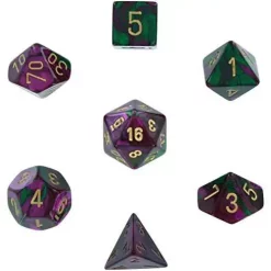 New ✨ Chessex Gemini Purple & Green Dice with Gold Numbers Polyhedral 7-Die Dice Set 🌟