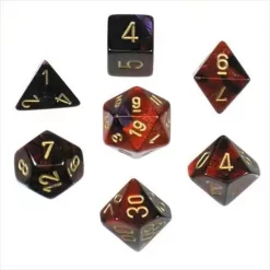 Hot Sale 💯 Chessex Gemini Purple & Red Dice with Gold Numbers Polyhedral 7-Die Dice Set ⌛