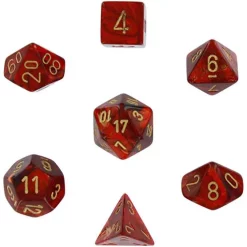 Hot Sale 🔥 Chessex Scarab Scarlet with Gold Numbers Polyhedral 7-Die Dice Set ⭐