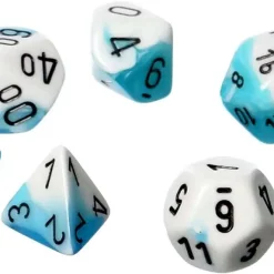 Best Pirce ⭐ Chessex Gemini Teal & White Dice with Black Numbers Polyhedral 7-Die Dice Set ✔️