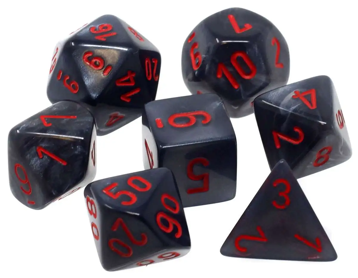 Buy 🛒 Chessex Velvet Black with Red Numbers Polyhedral 7-Die Dice Set ❤️