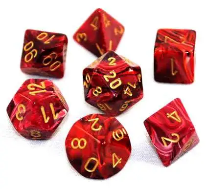 Coupon ✔️ Chessex Vortex Burgundy with Gold Numbers Polyhedral 7-Die Dice Set ✔️