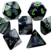Cheapest 🎉 Chessex Gemini Black-Gray with Green Numbers Polyhedral 7-Die Dice Set 👏