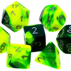 Buy 🎉 Chessex Gemini Green-Yellow with Silver Polyhedral 7-Die Dice Set [Damaged Package] 👏