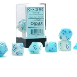 Hot Sale ✨ Chessex Gemini Pearl Turquoise-White / Blue Polyhedral 7-Die Dice Set #26465 😀