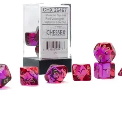 Outlet 🎉 Chessex Gemini Red-Violet / Gold Polyhedral 7-Die Dice Set #26467 😍