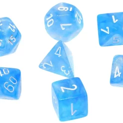 Budget 😀 Chessex Borealis Sky Blue / White Luminary Polyhedral 7-Die Dice Set #27586 ✨