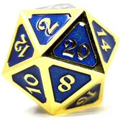Best Pirce ✨ Mythica Dire Gold Sapphire D20 Metal Polyhedral Die 👏