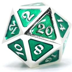Best Sale 🧨 Mythica Dire Platinum Emerald D20 Metal Polyhedral Die 🛒