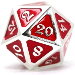 Cheapest 🌟 Mythica Dire Platinum Ruby D20 Metal Polyhedral Die 😉