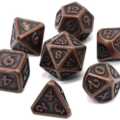 Brand new 🌟 Mythica Dark Copper Metal Polyhedral 7-Die Dice Set 🔥