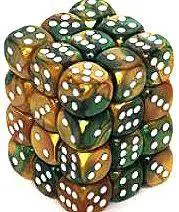 Hot Sale ✨ Chessex 6-Sided d6 Gemini 12mm Dice Pack #26825 [Gold-Green & White] 🛒
