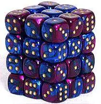Buy 😉 Chessex 6-Sided d6 Gemini 12mm Dice Pack #26828 [Blue-Purple & Gold] 🔔