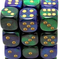 Best reviews of 🛒 Chessex 6-Sided d6 Gemini 12mm Dice Pack #26836 [Blue-Green & Gold] 💯