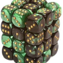 Buy 😍 Chessex 6-Sided d6 Gemini 12mm Dice Pack #26839 [Green & Gold] 🌟