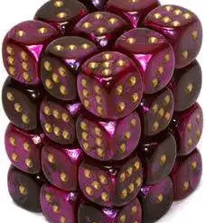 Discount ⭐ Chessex 6-Sided d6 Gemini 12mm Dice Pack #26840 [Black-Purple & Gold] ⌛