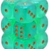 Buy 🔔 Chessex 6-Sided d6 Borealis Luminary 16mm Dice Pack #27775 [Light Green/Gold] 💯