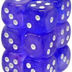 Promo 🛒 Chessex 6-Sided d6 Borealis Luminary 16mm Dice Pack #27777 [Purple/White] 😀