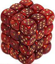 New ⌛ Chessex 6-Sided d6 Scarab 12mm Dice Pack #27814 [Scarlet & Gold] 😀