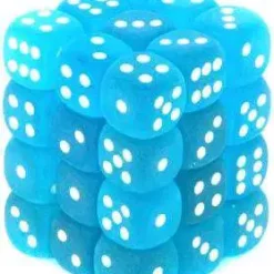 Best deal 🎉 Chessex 6-Sided d6 Frosted 12mm Dice Pack #27816 [Carribean Blue & White] 🛒