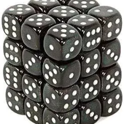 Discount 🔥 Chessex 6-Sided d6 Borealis 12mm Dice Pack #27828 [Smoke & Silver] 😉