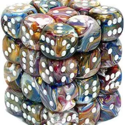 Hot Sale ✨ Chessex 6-Sided d6 Festive 12mm Dice Pack #27840 [Carousel & White] ⭐