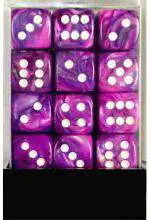 Outlet 🎉 Chessex 6-Sided d6 Festive 12mm Dice Pack #27857 [Violet & White] ✔️