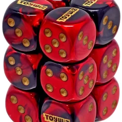 Cheap 😉 Chessex Toywiz 6-Sided d6 Gemini Black-Red with Gold 16mm Dice Pack ⌛