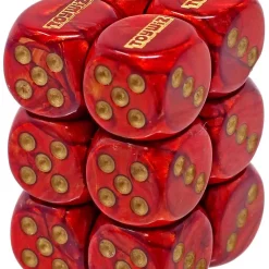 Outlet 🎁 Chessex Toywiz 6-Sided d6 Scarab Scarlet with Gold 16mm Dice Pack 🔔