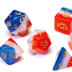 Outlet 👍 Sirius Dice Red, White & Blue Polyhedral 7-Die Dice Set 💯