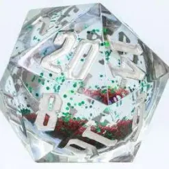 New 🛒 Sirius Dice Large D20 Snow Globe [Silver Ink, Red and Green Glitter, Silver Sno] ❤️
