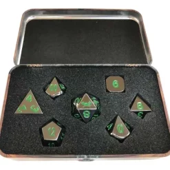 Buy 🥰 Skullsplitter Metal Black Dragon Shiny Black Nickel with Green Numbers Polyhedral 7-Die Dice Set [Warlock Tome Case] 🔥